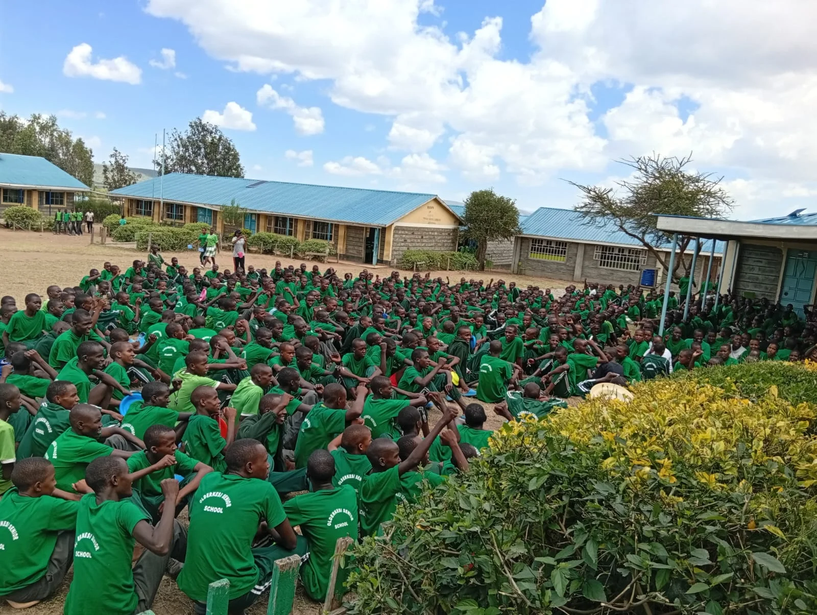 Students gathered at school assembly