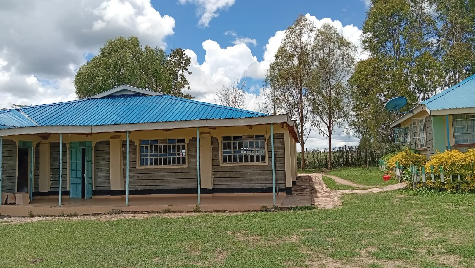 School library building and reading spaces